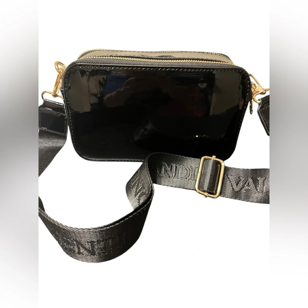 Valentino Orlandi Black Patent Studded Crossbody Camera Bag NWT - Picture 2 of 6